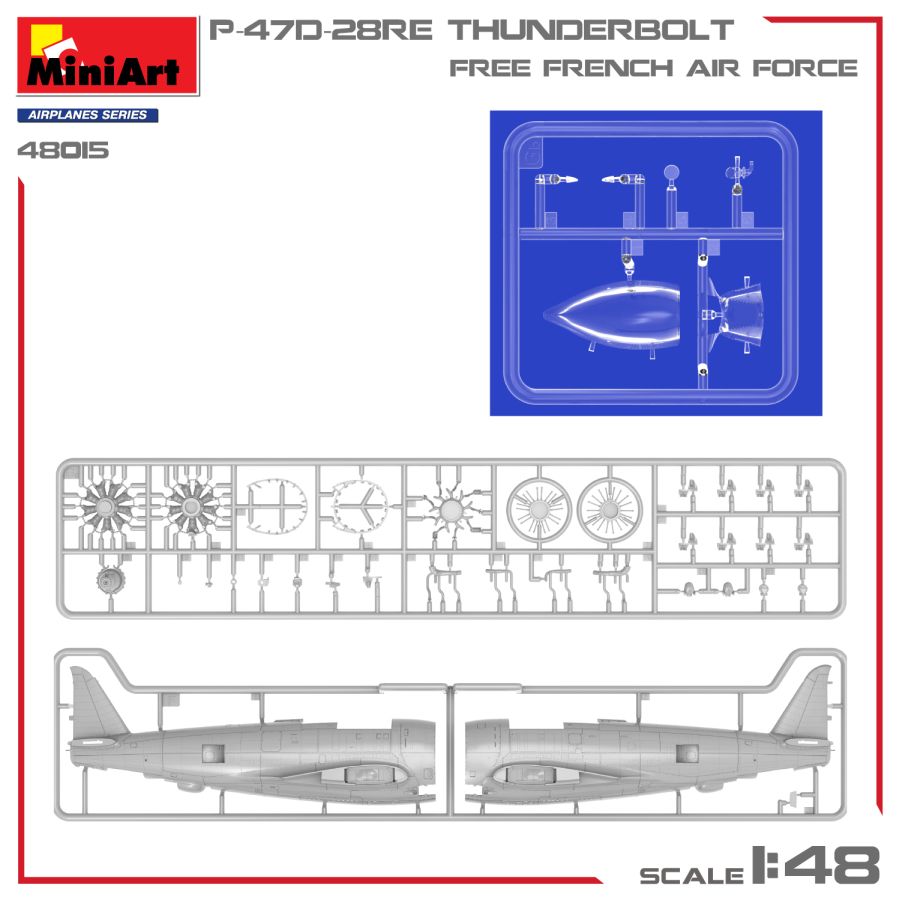 MiniArt P-47D-28RE Thunderbolt. Free French Air Force. Basic Kit 1/48