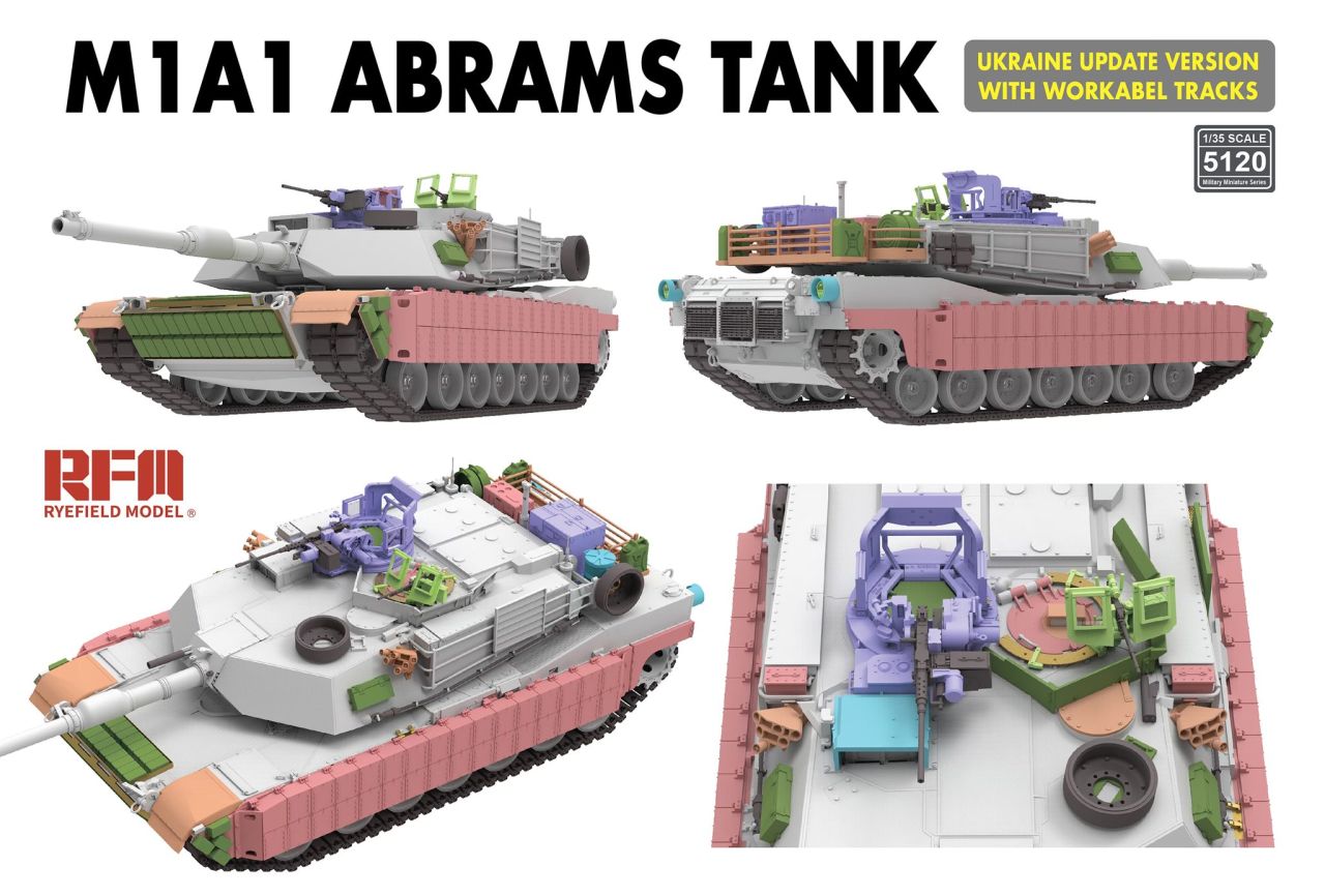 RFM M1A1 Abrams Tank Ukraine Update Version with workabel tracks 1/35