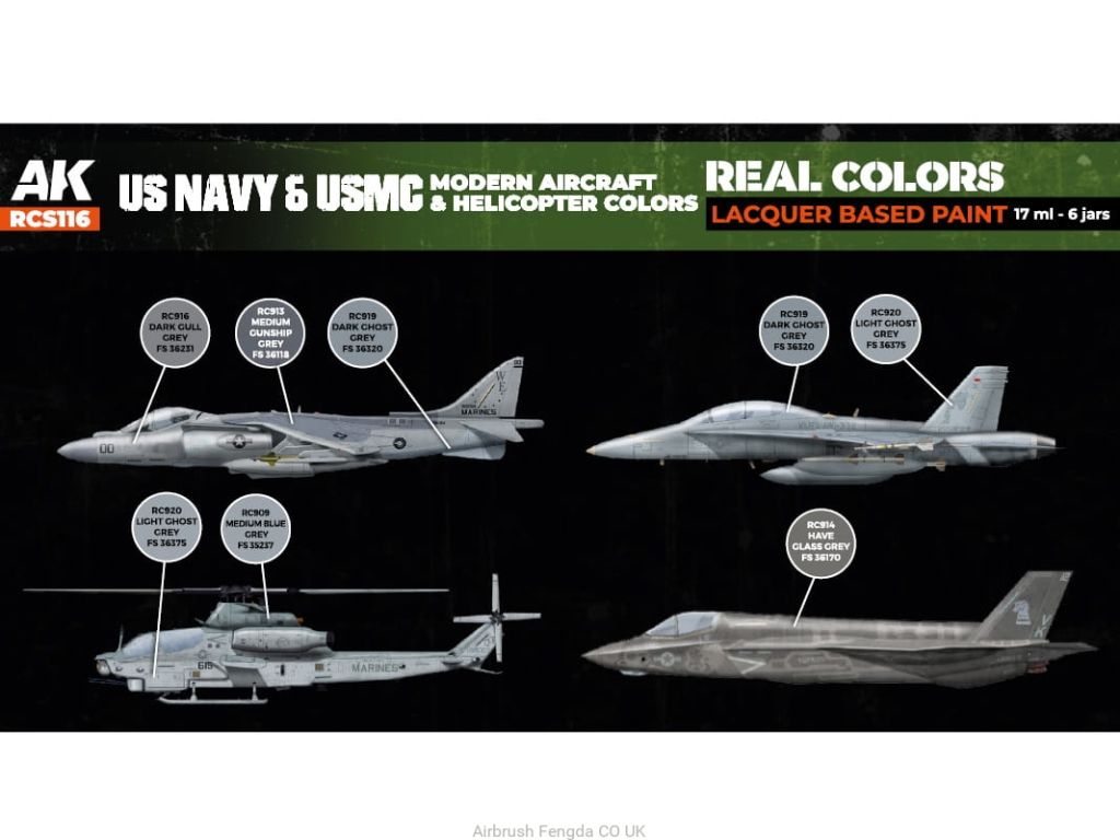 AK US Navy & USMC Modern Aircraft & Helicopter Colors set (6x 17ml)