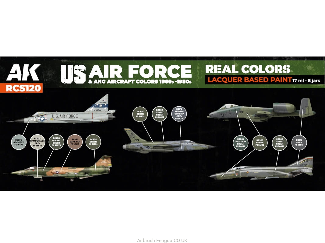 AK US Air Force & ANG Aircraft Colors 1960s-1980s set (8x 17ml)