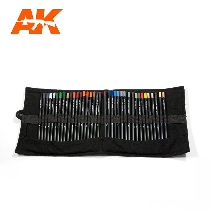 AK Weathering pencil full range cloth case / Kompletní set patinovacích akvarelových tužek (37ks)