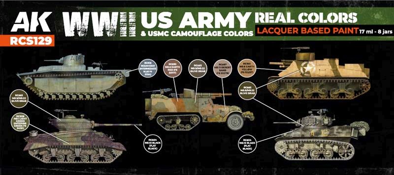 AK US Army & USMC WWII Camouflage Colors set (8x 17ml)