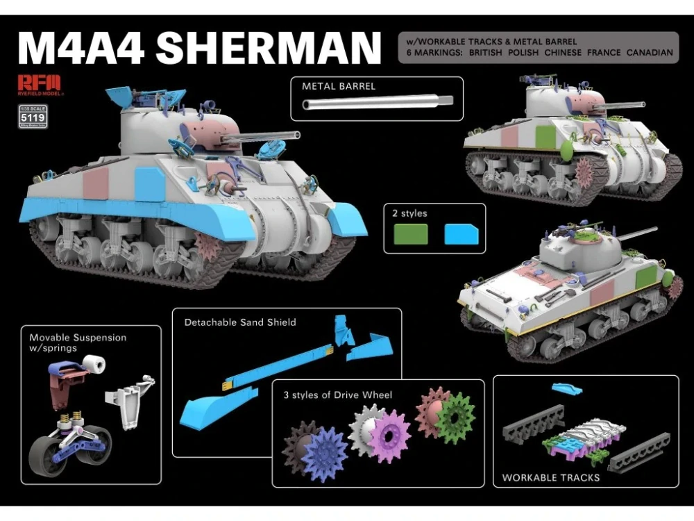 RFM M4 A4 Sherman with workable tracks 1/35