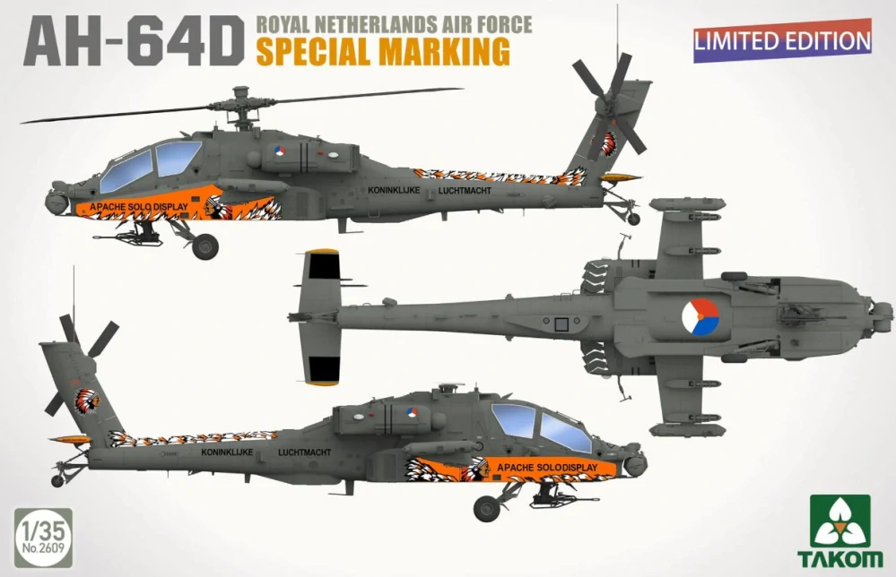 Takom AH-64D Royal Netherlands Air Force Special Marking - Display team Limited Edition! 1/35