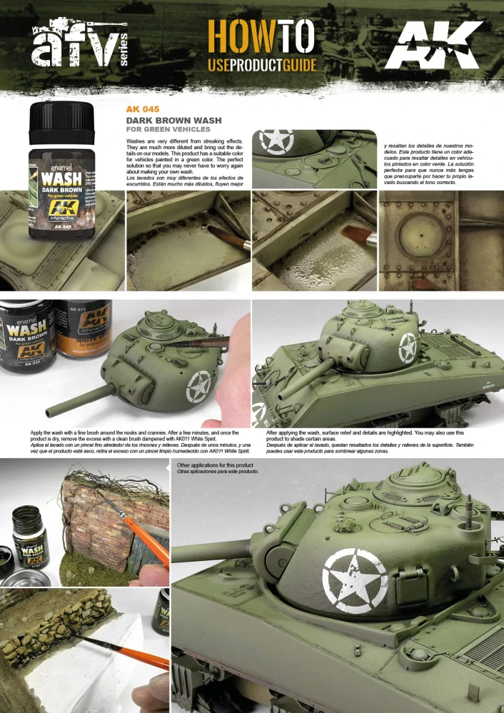 AK Dark Brown Wash For Green Vehicles - 35ml / Tmavě hnědá pro zelená vozidla