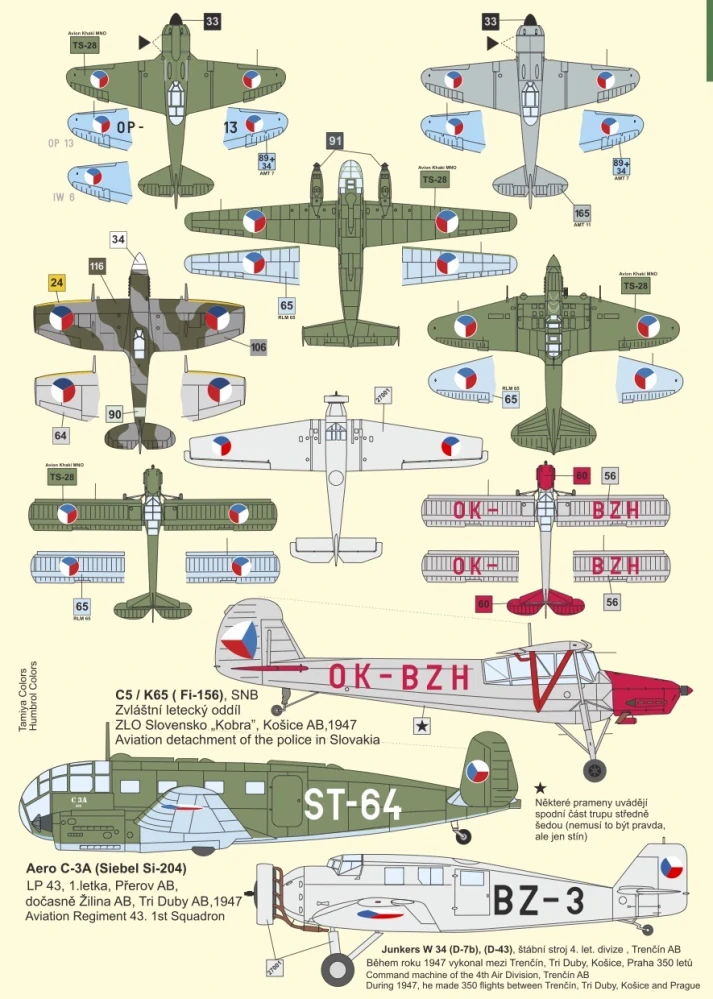 DP Casper Akce B 1946 - 1947. První bojová akce poválečného ČSR - decal set (ČR) 1/48