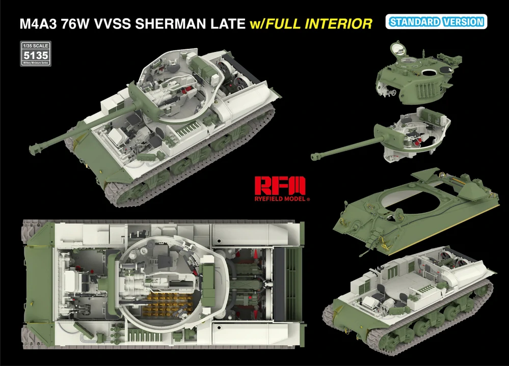 RFM M4A3 76W VVSS Sherman late STANDARD full interior 1/35