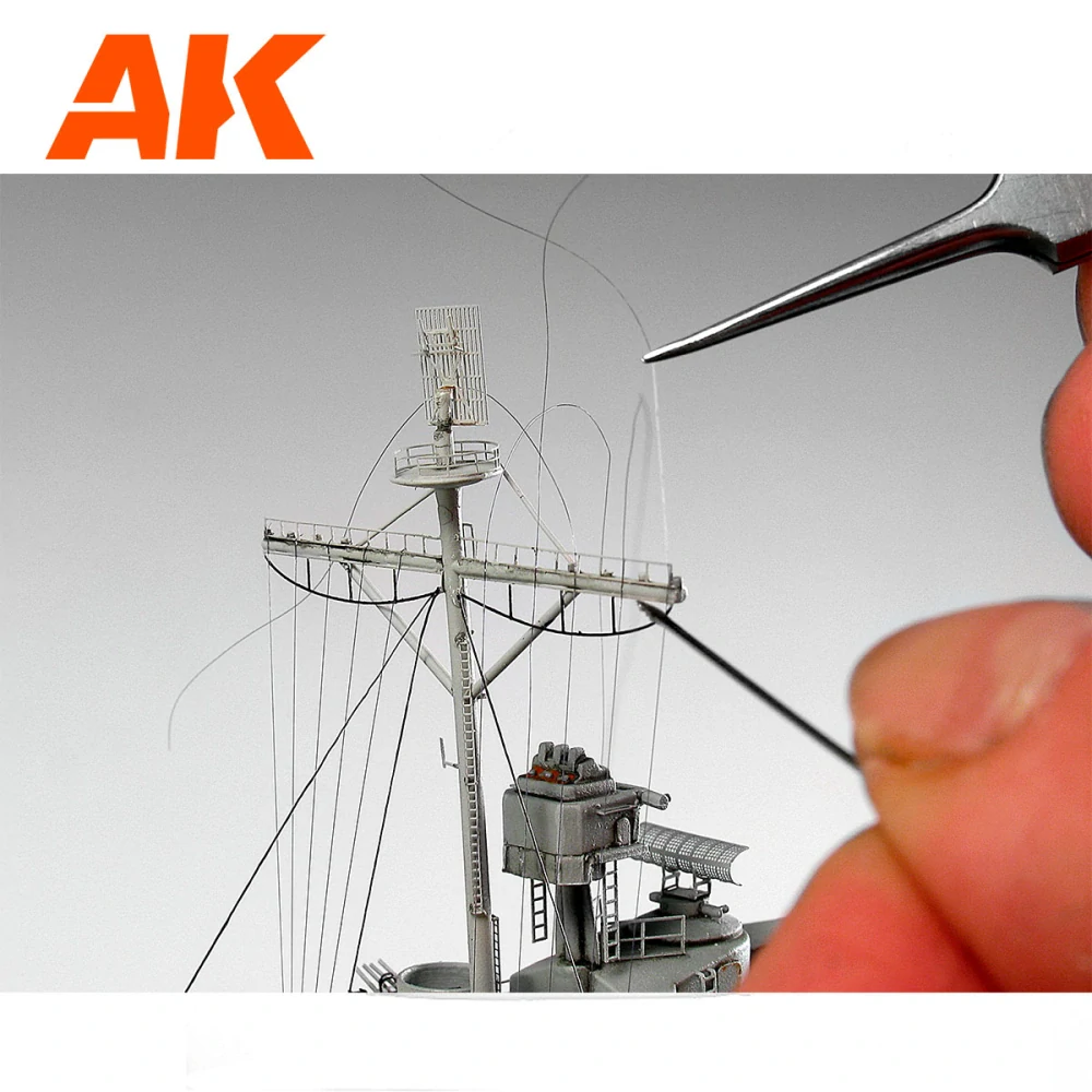 AK Elastic Rigging Bobbin Mega-Thin 20m (1/700 a menší) / Elastické vlákno - 0,02mm