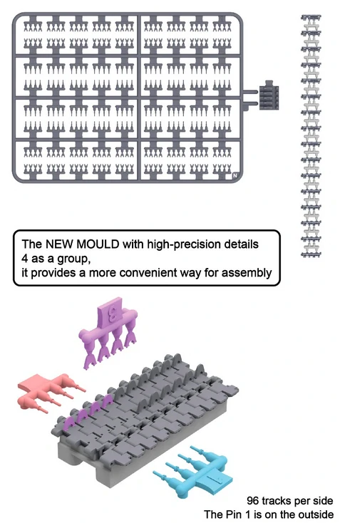 RFM Workable track links for Tiger I late - pohyblivé pásy 1/35