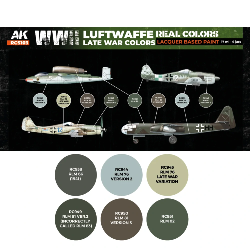 AK WWII Luftwaffe Late War Colors set (6x 17ml)