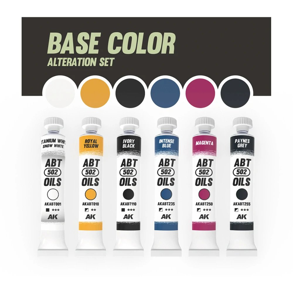 AK Base Color Alteration set (6x20ml) / Sada olejových barev - Stínování