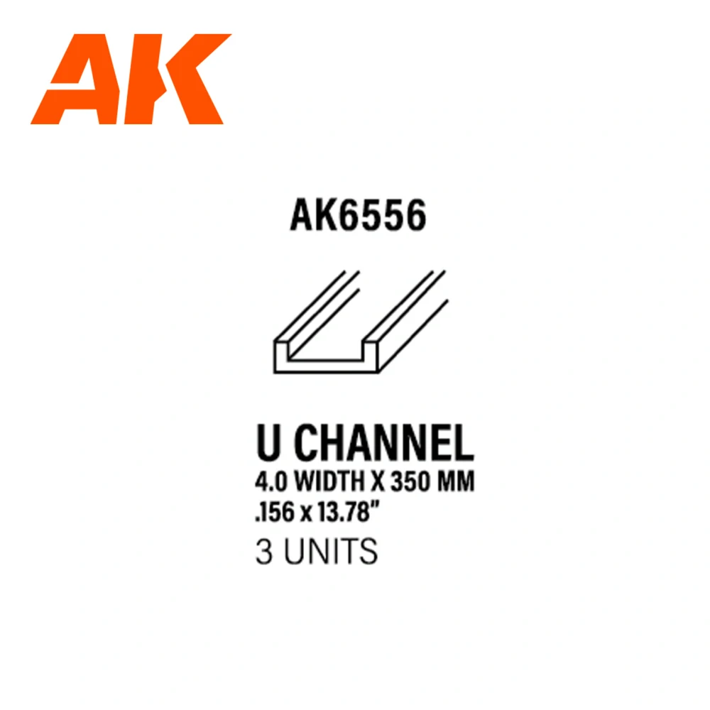 AK U Channel 4.0 width x 350mm - 3ks / Styrenové profily