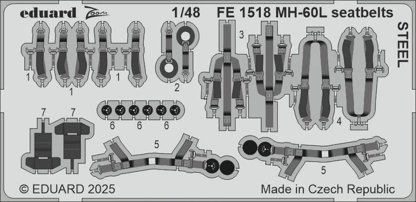 Eduard MH-60L seatbelts STEEL (ICM) - detail set 1/48