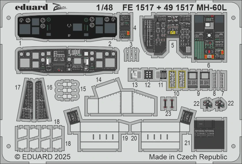 Eduard MH-60L cockpit (ICM) - detail set 1/48