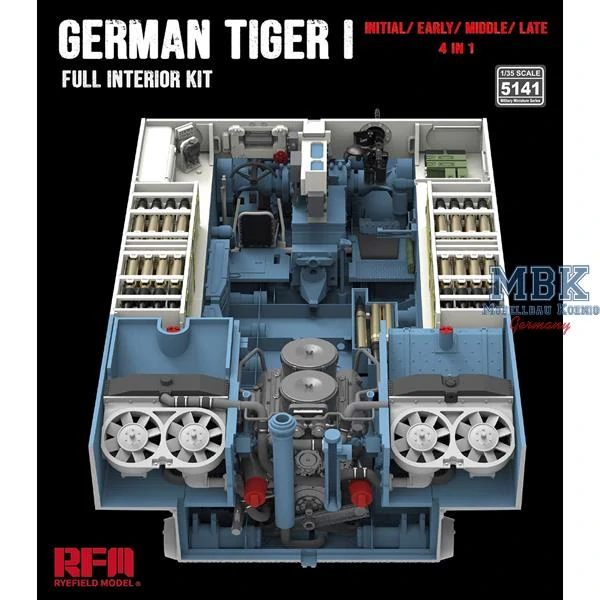 RFM Tiger I interior kit: Initial/ Early/ Mid/ Late 4v1 (without tank kit) 1/35