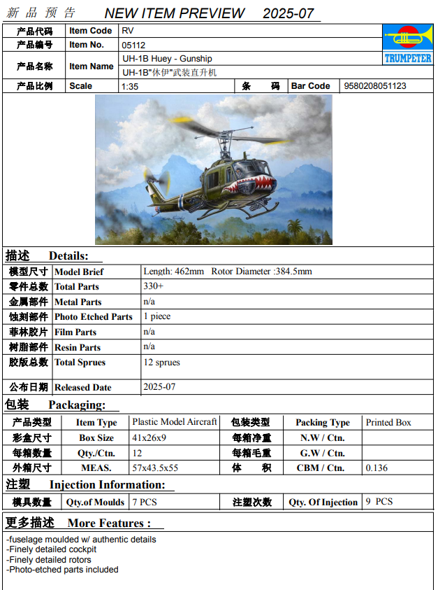 Trumpeter UH-1B Huey – Gunship 1/35