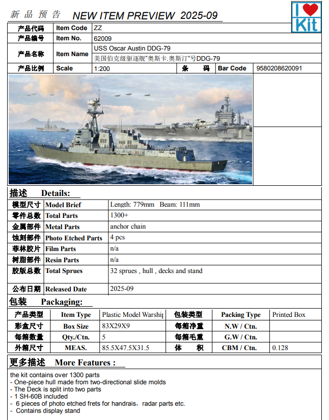 I Love Kit USS Oscar Austin DDG-79 1/200