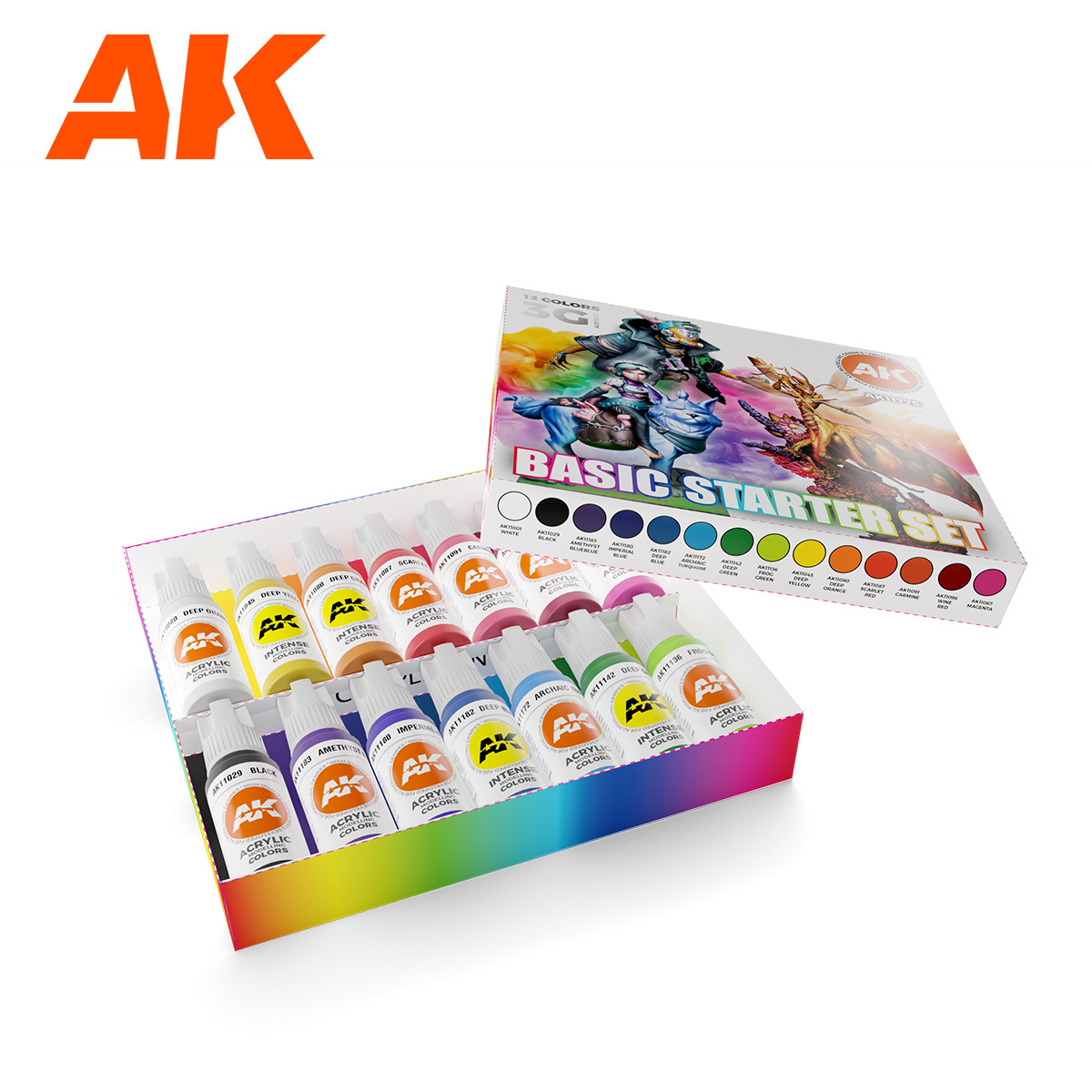 AK Acrylics 3rd generation Basic starter set - 14 Colors selected by Jose Davinci