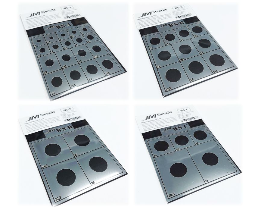 JM Sada stříkacích šablon na kola 4v1 WS-SET (5-23mm)