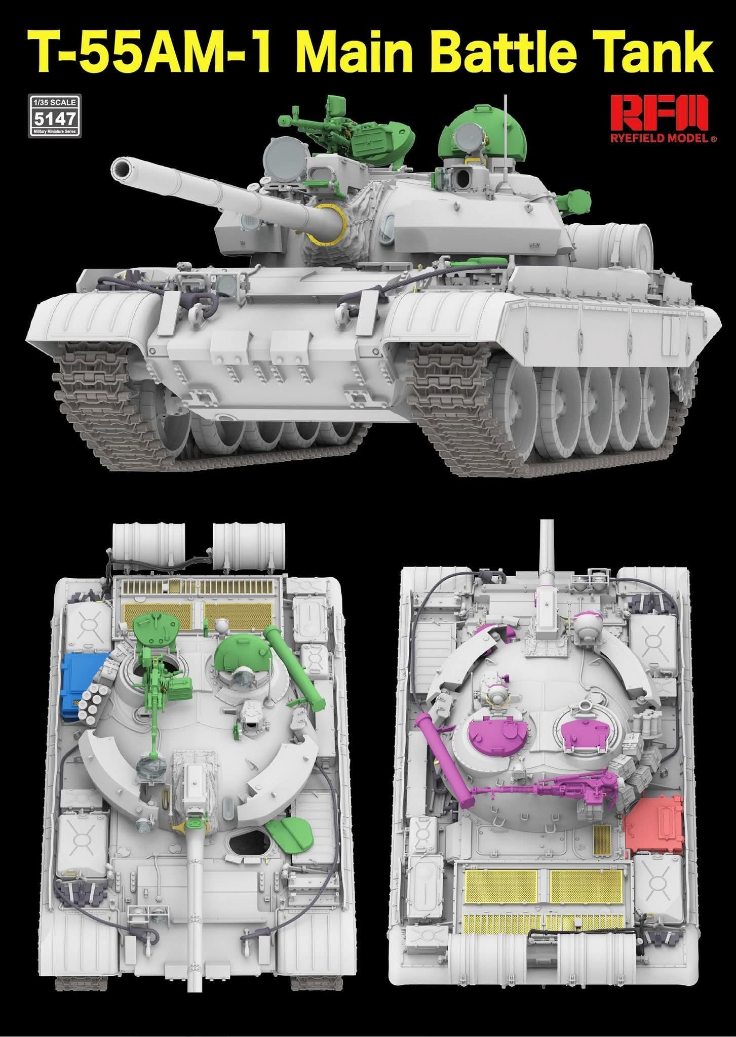 RFM T-55 AM-1 Main Battle Tank with worlable tracks 1/35