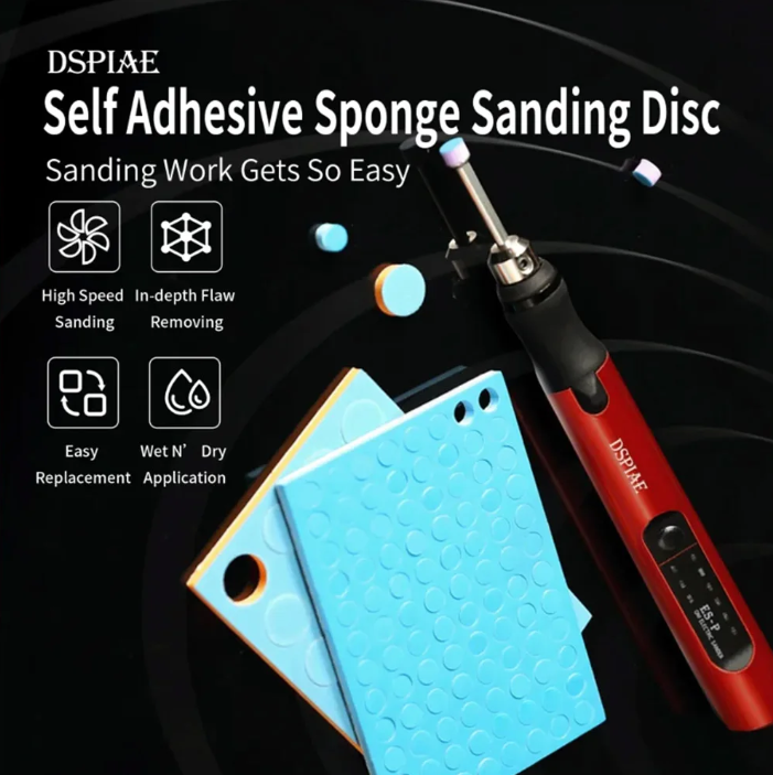 DSPIAE SS-C01 Self Adhesive Sponge Sanding Disc Set 5mm / Set hřídelky a náhradních brusných houbiček (dřík 3mm)