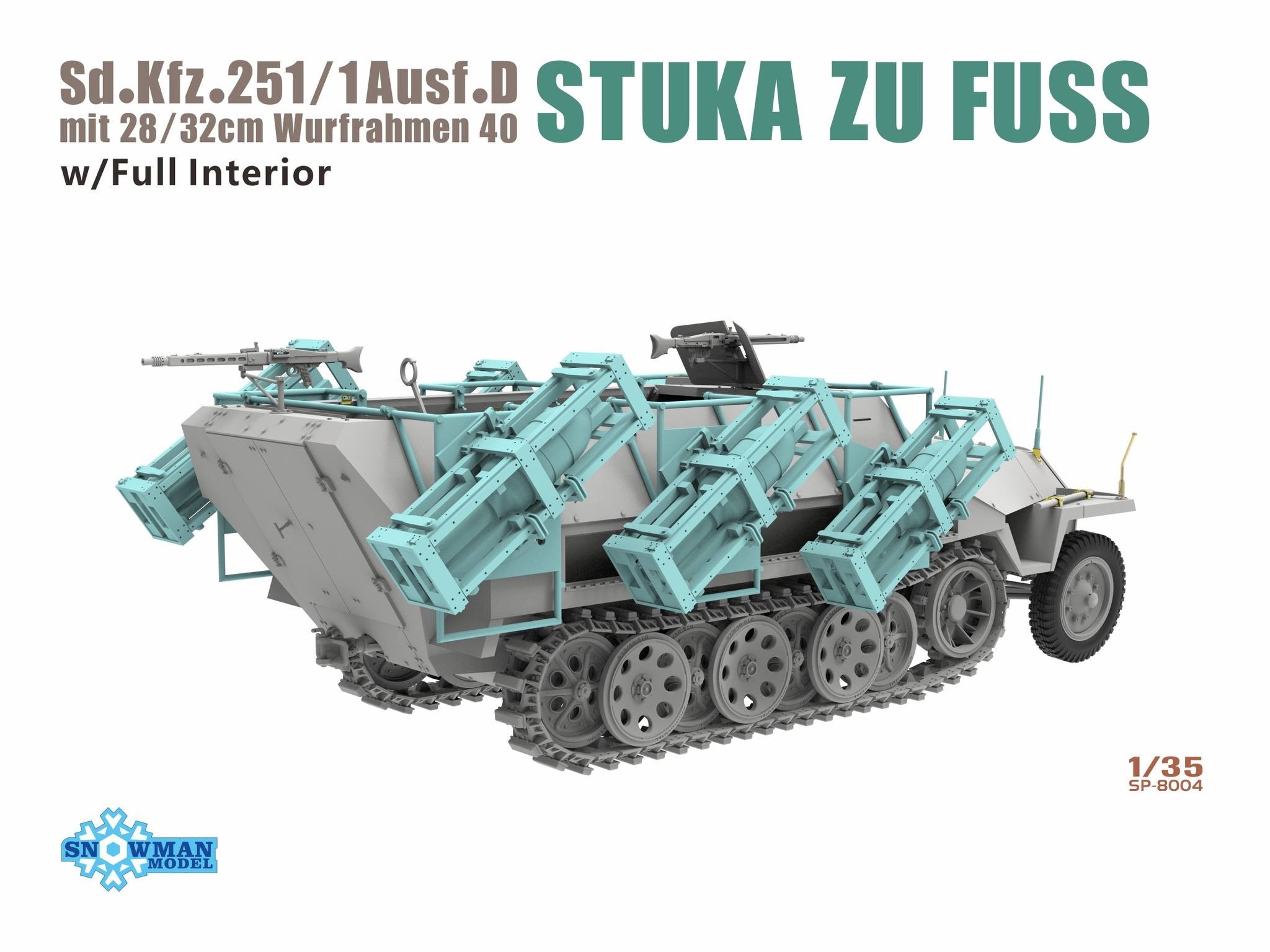 Vespid Models Sd.Kfz.251/1 Ausf.D mit 28/32cm Wurfrahmen 40 Stuka Zu Fuss w/Full Interior Metal parts +3D printed parts+3D printing tire 1/35