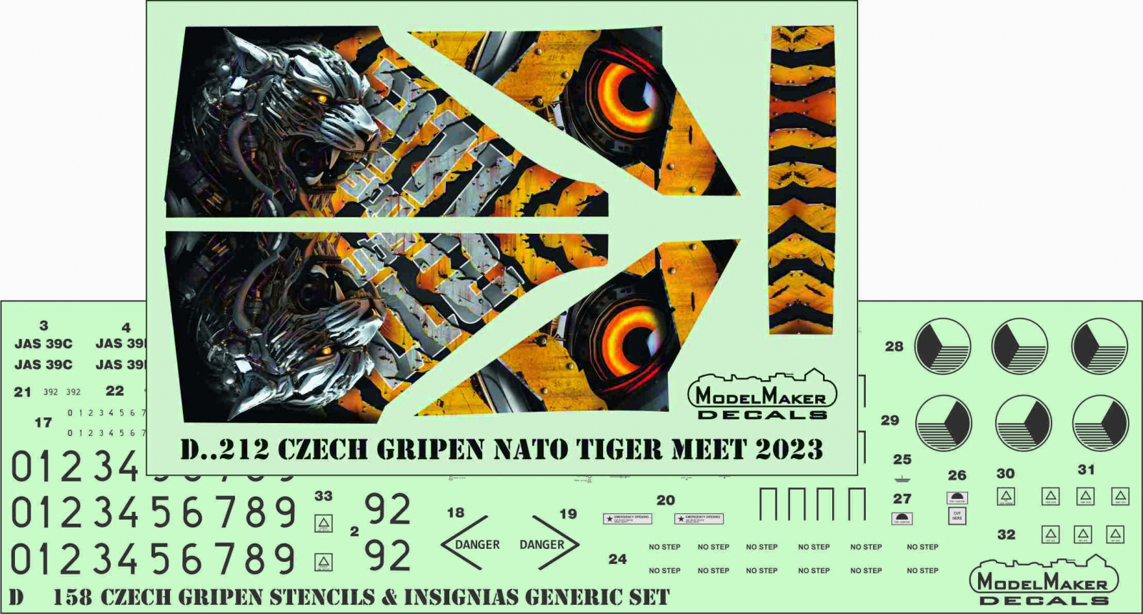Model Maker Decals Czech Gripen NATO Tiger Meet 2023 - decal set (ČR) 1/48