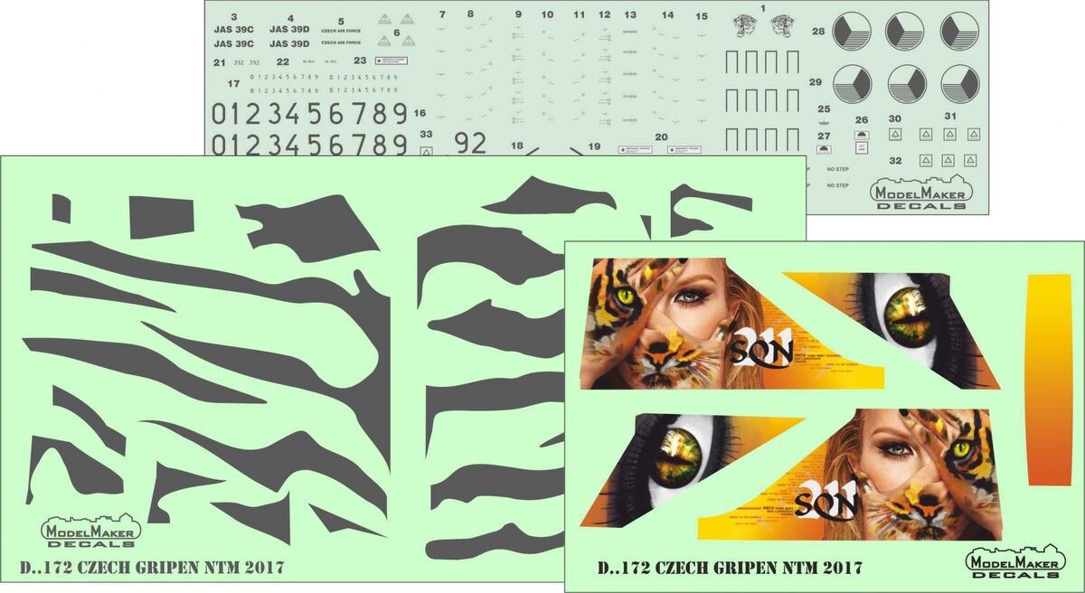 Model Maker Decals Czech Gripen Nato Tiger Meet 2017 - decal set (ČR) 1/48