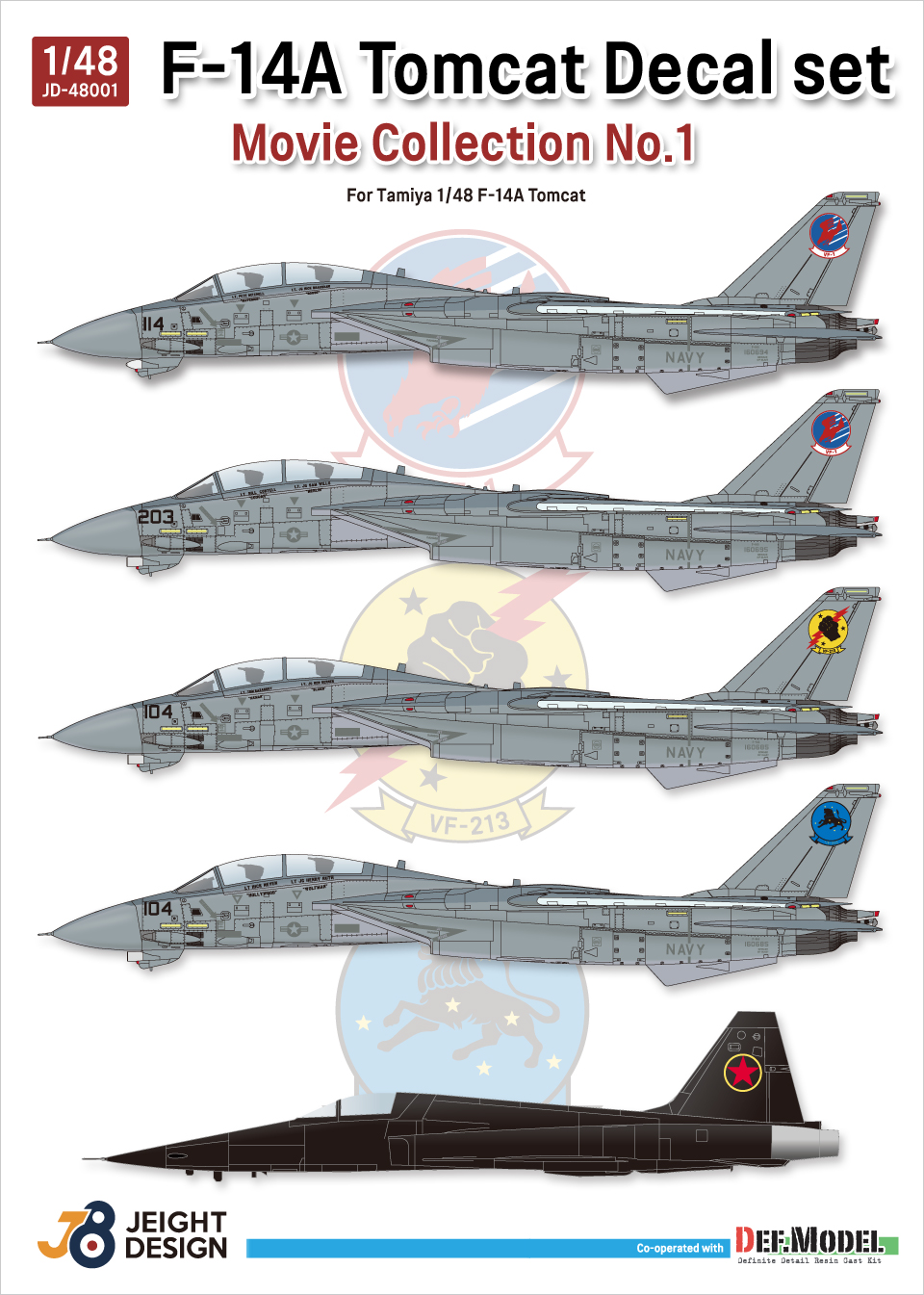 DEF Model TOP GUN F-14A Decal set Movie Collection No.1 (for Tamiya kit) - decal set 1/48