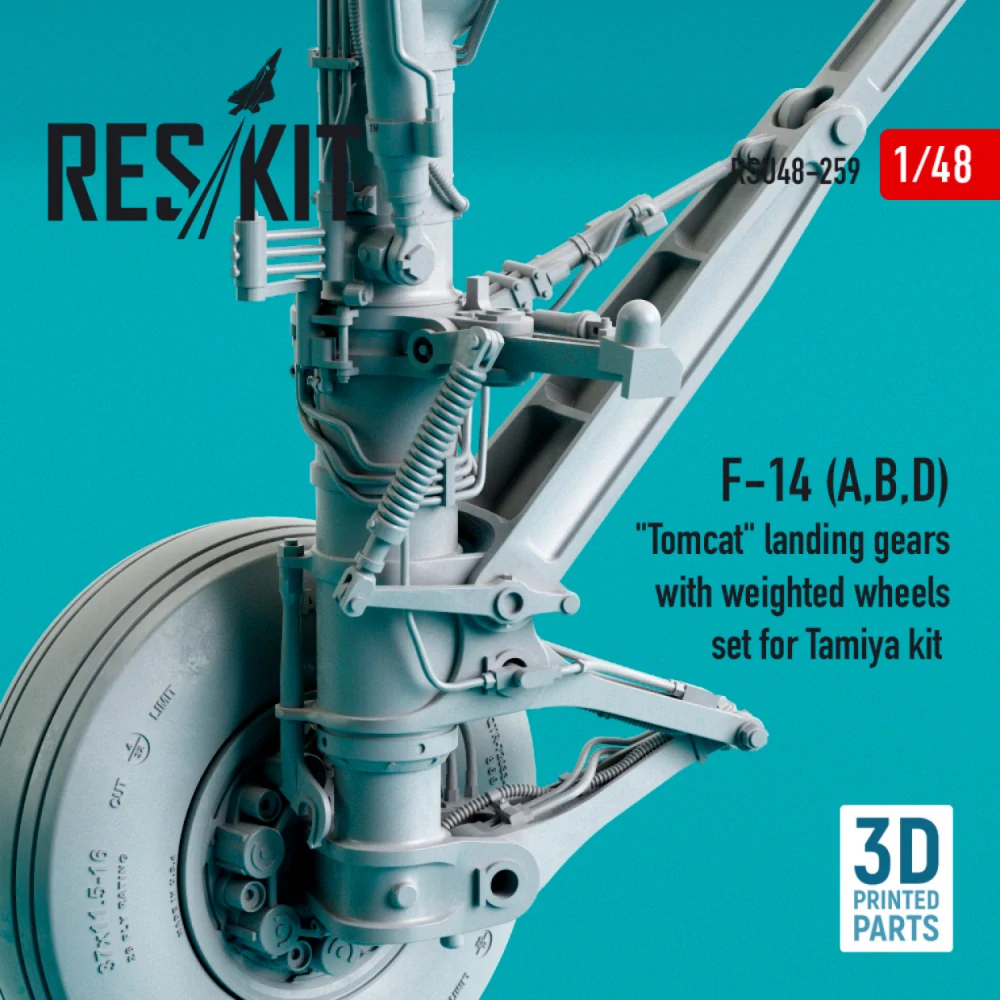 RES/KIT F-14 (A,B,D) "Tomcat" Landing Gears With Weighted Wheels Set For Tamiya Kit (Resin 3D print) - detail set 1/48