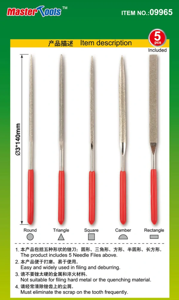Master Tools Assorted diamond files set / Set diamantových jehlových pilníků 5v1