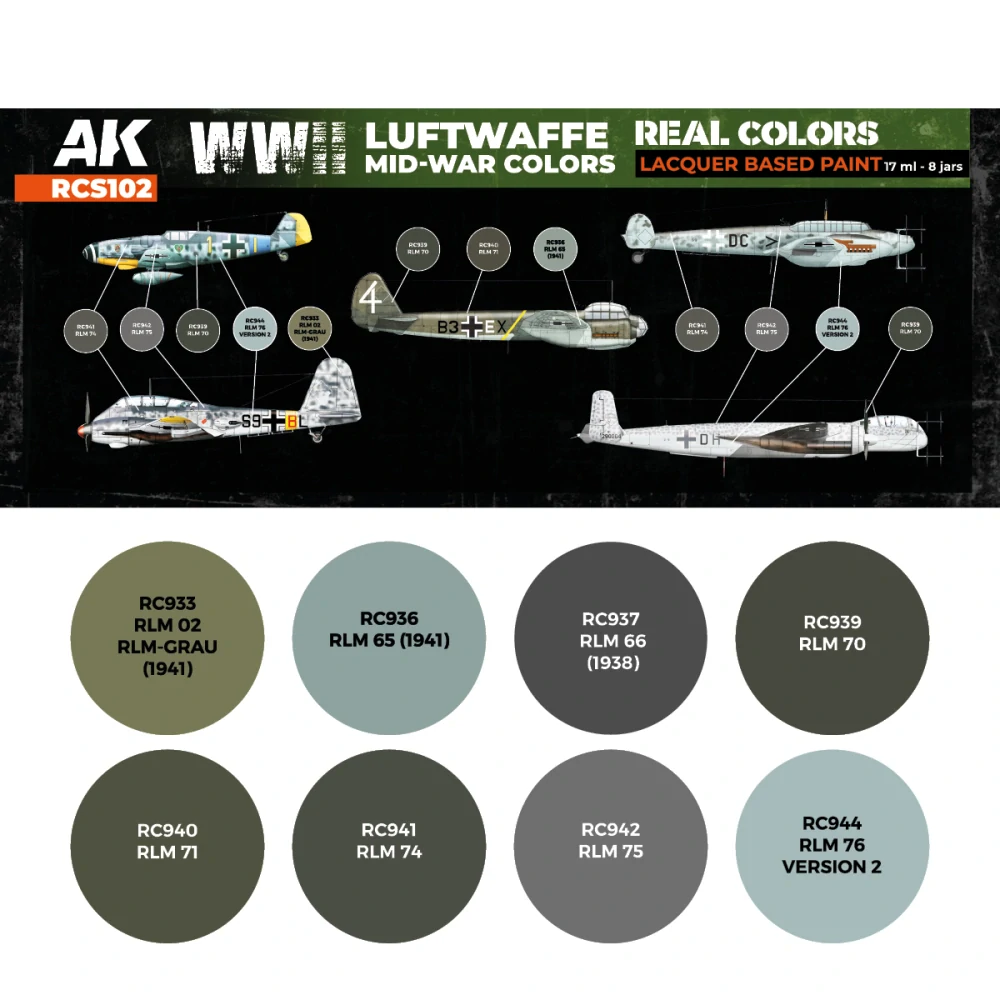 AK WWII Luftwaffe Mid-War Colors set (8x 17ml)