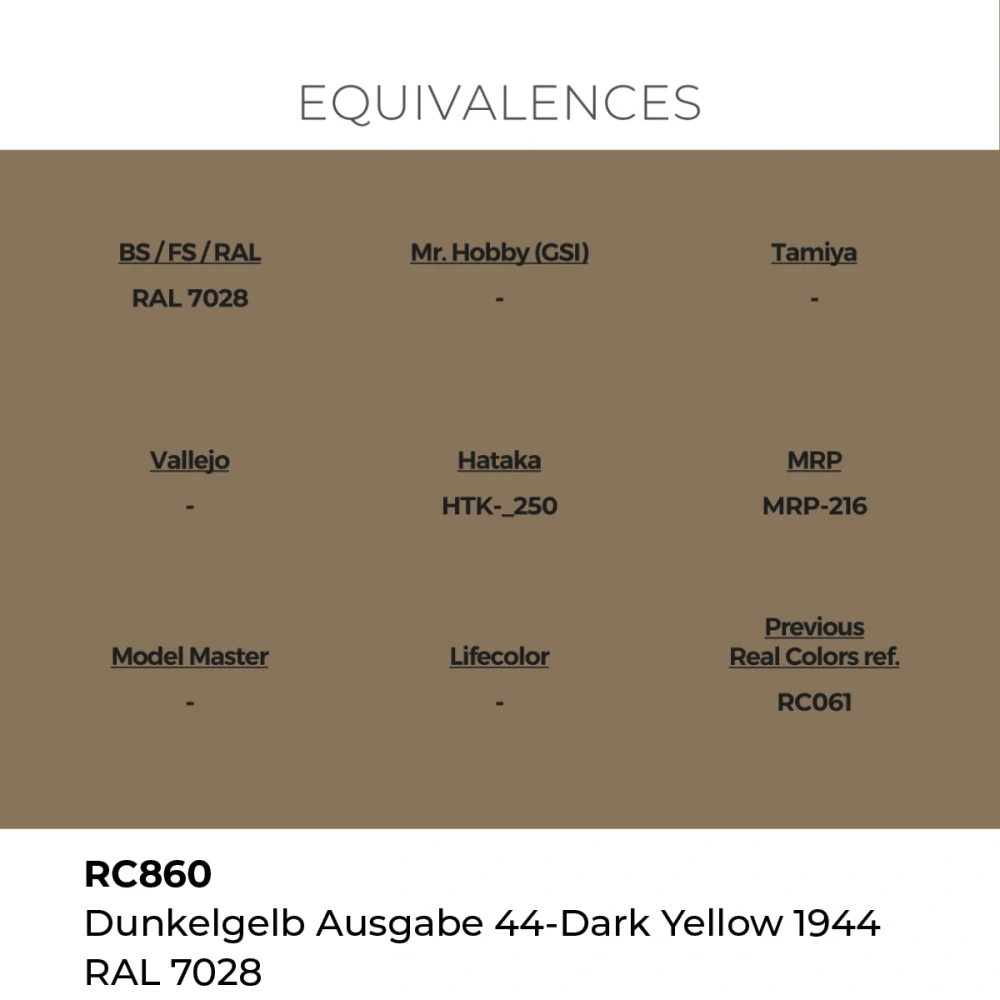 AK RC Dunkelgelb Ausgabe 44-Dark Yellow 1944 RAL 7028 / Tmavě žlutá
