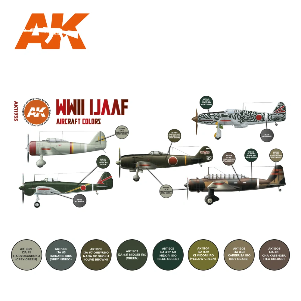 AK 3Gen WWII IJAAF Aircraft Colors Set (8x 17ml)