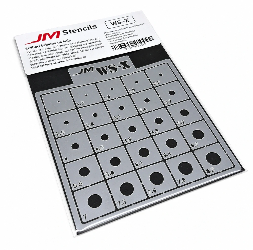JM Stříkací šablona na kola WS-X (1-8,2mm)