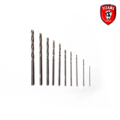 Titans Set #3 of 10 Modelling Drill Bits (0,5 - 3,0 mm) / Set minivrtáků 10v1