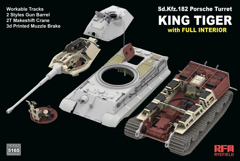 RFM Porsche Turret King Tiger w/INTERIOR & 2T crane 1/35 (Předobjednávka listopad)