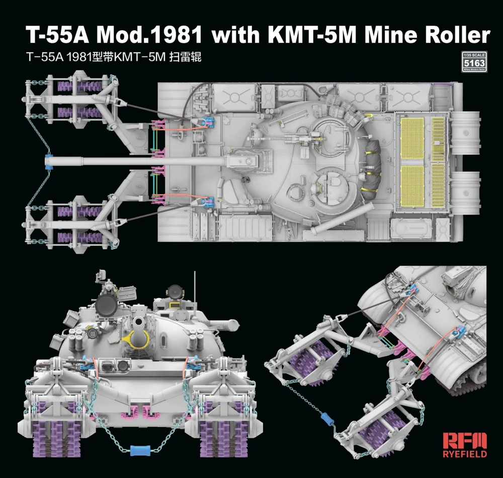 RFM T-55A Model 1981 with KMT-5M Mine Roller 1/35 (Předobjednávka listopad)