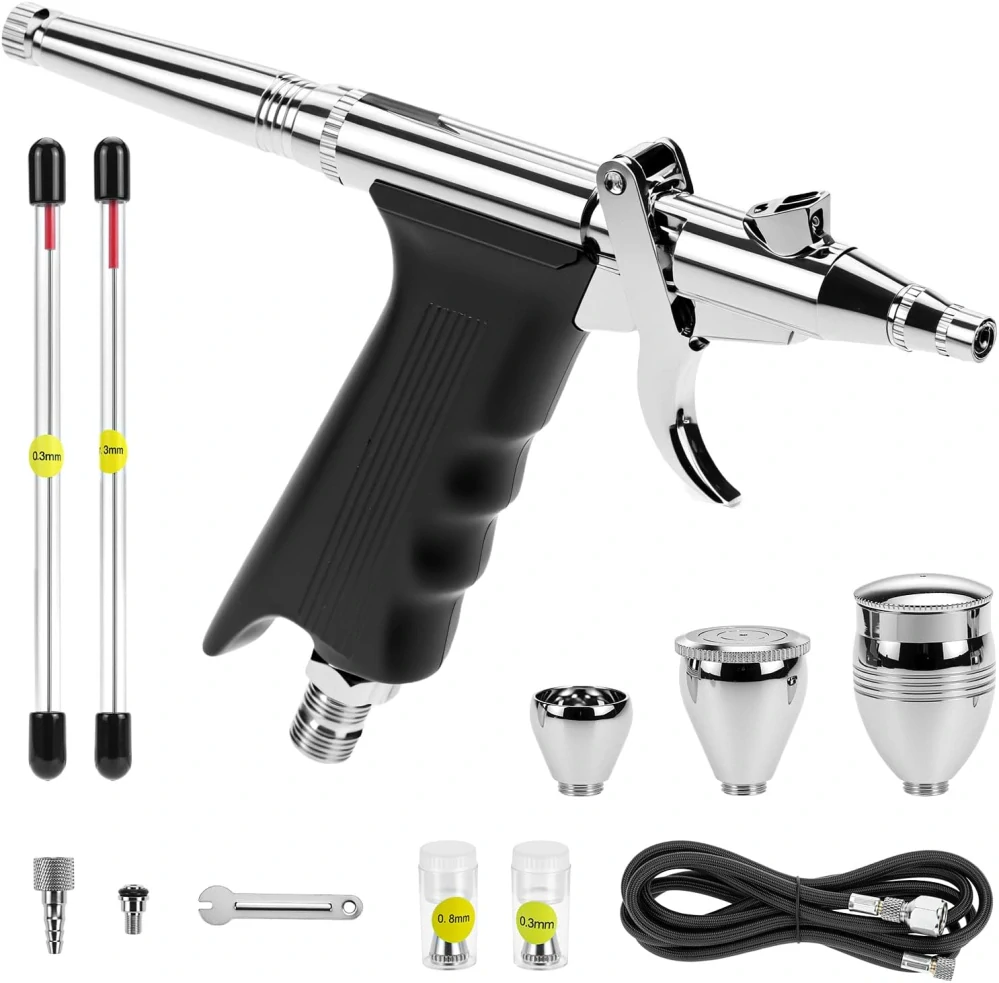 QWORK Double Action Airbrush 3v1 0,3mm + 0,5mm + 0,8 mm (Trigger type)
