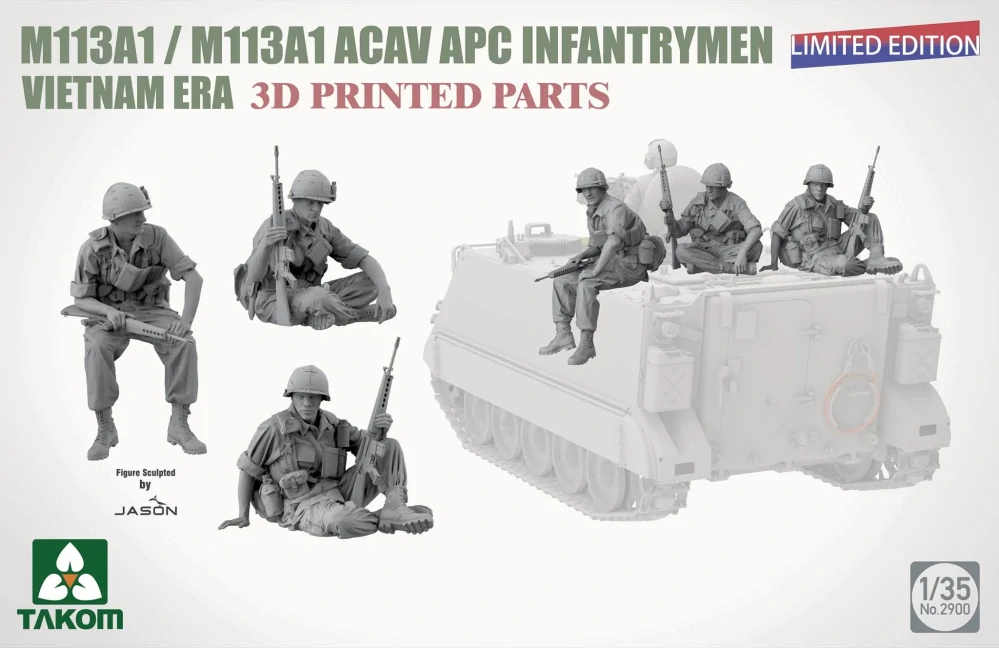 Takom M113A1/M113A1 ACAV APC Infantrymen Vietnam 3D print (3 figurky posádky) 1/35 (Předobjednávka listopad/prosinec)