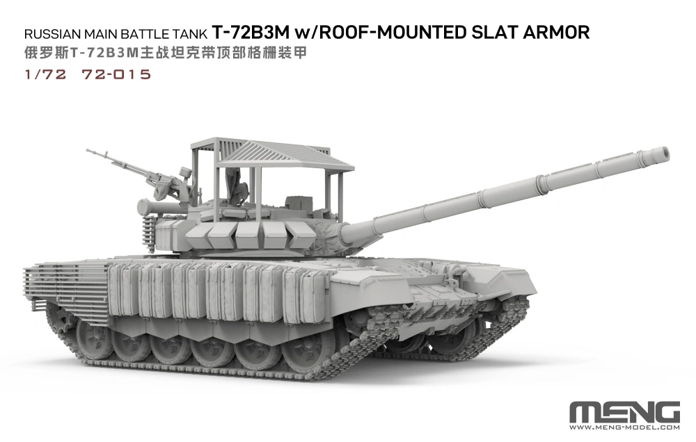 MENG Russian Main Battle Tank T-72B3M With Roof-Mounted Slat Armor 1/72 (Předobjednávka prosinec)