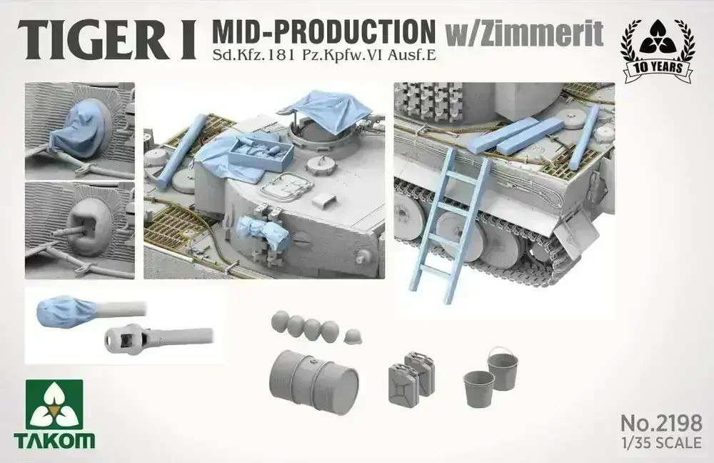 Takom Tiger I Mid-Production w/Zimmerit Sd.Kfz. 181 Pz.Kpfw. VI Ausf. E 1/35