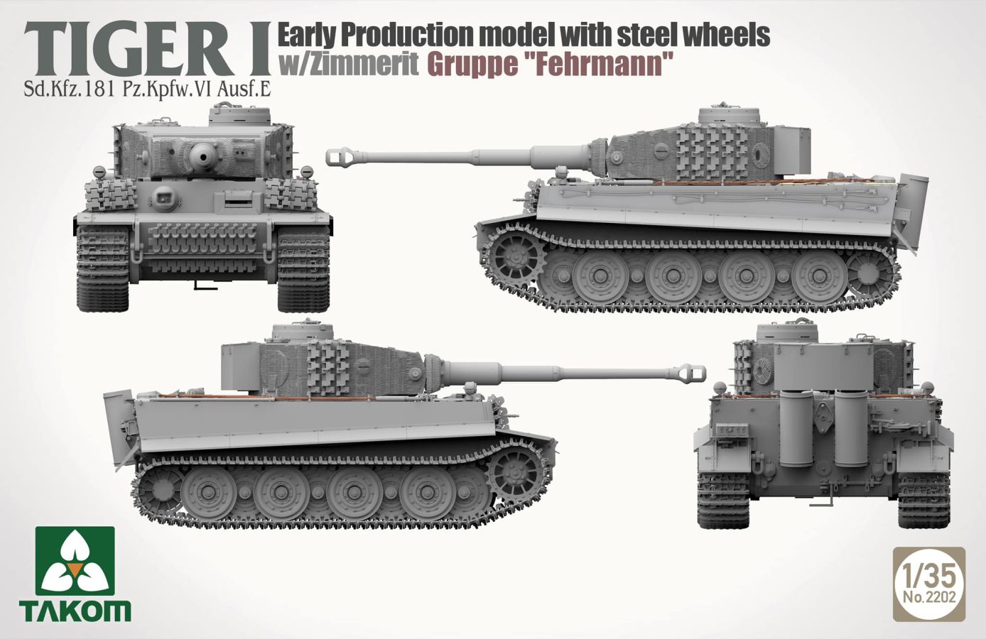Takom TIGER I EARLY-Steel Wheels/Zimm. - Gruppe Fehrmann 1/35