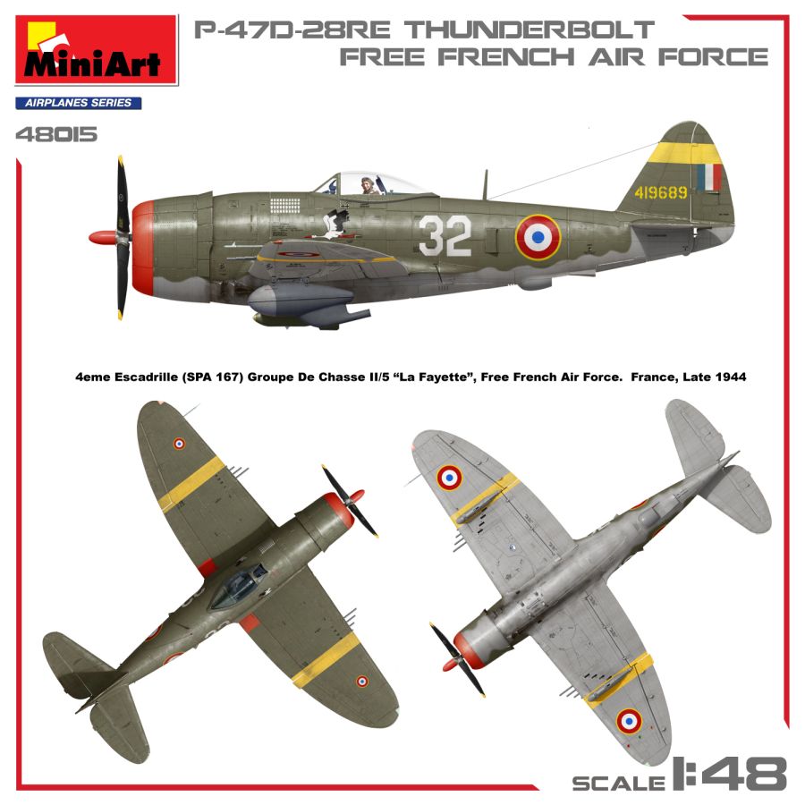 MiniArt P-47D-28RE Thunderbolt. Free French Air Force. Basic Kit 1/48