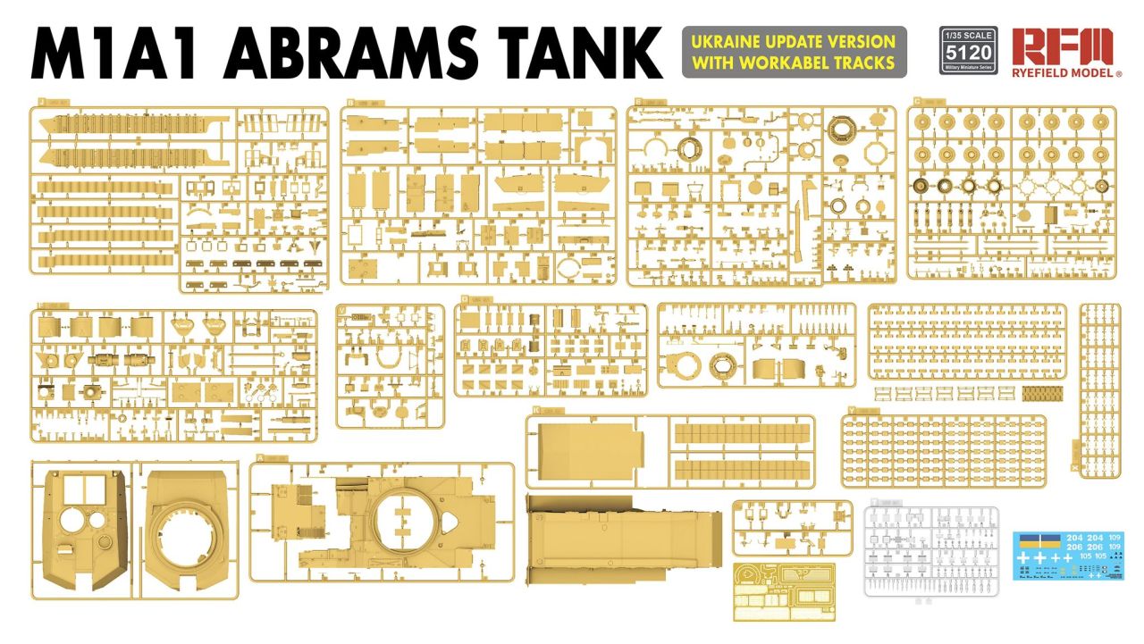 RFM M1A1 Abrams Tank Ukraine Update Version with workabel tracks 1/35