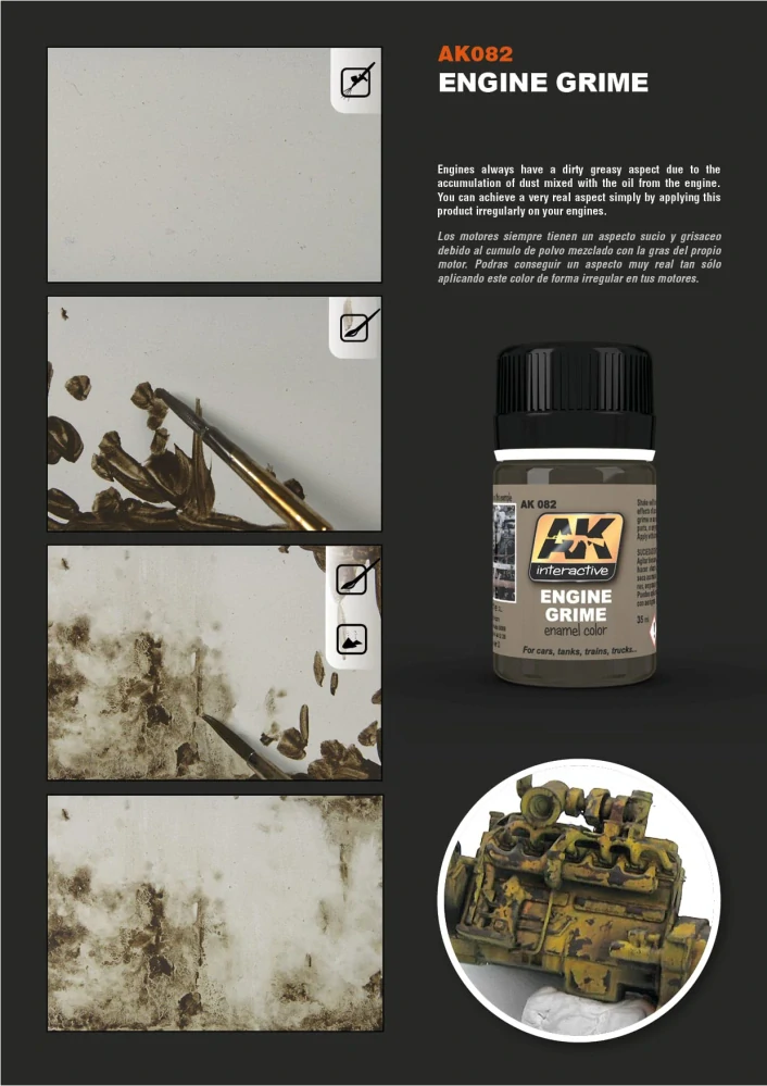 AK Engine Grime Wash - 35ml / Motorová špína