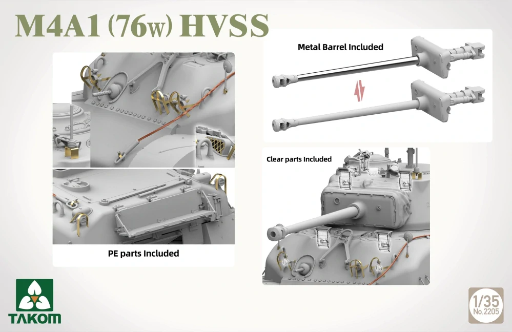 Takom M4A1(76w) HVSS Sherman 1/35