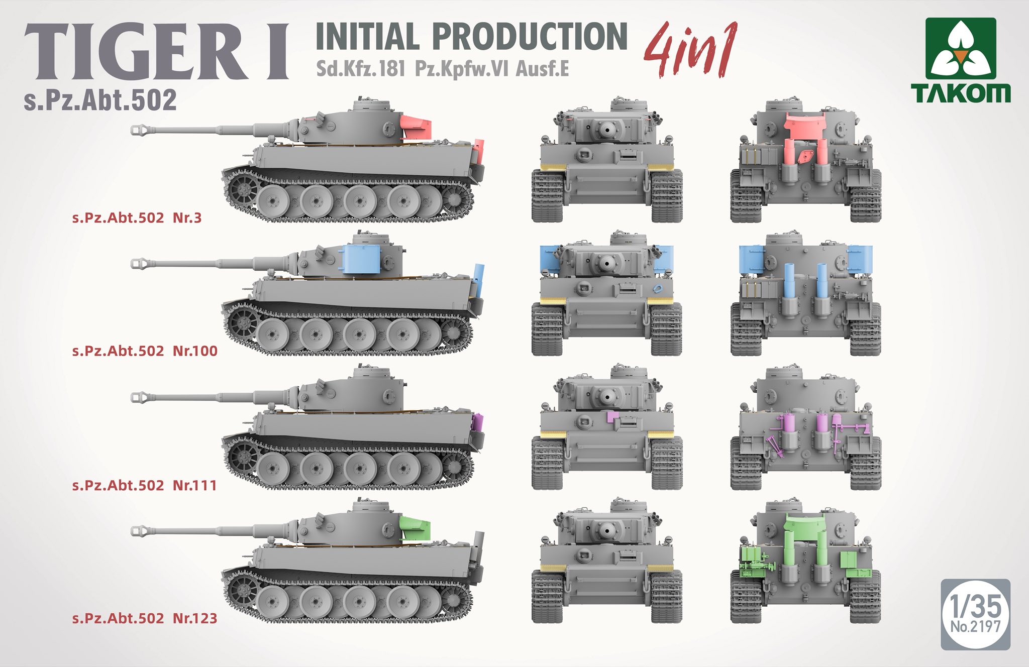 Takom Tiger I Initial Production 4 in 1 s.Pz.Abt. 502 1/35