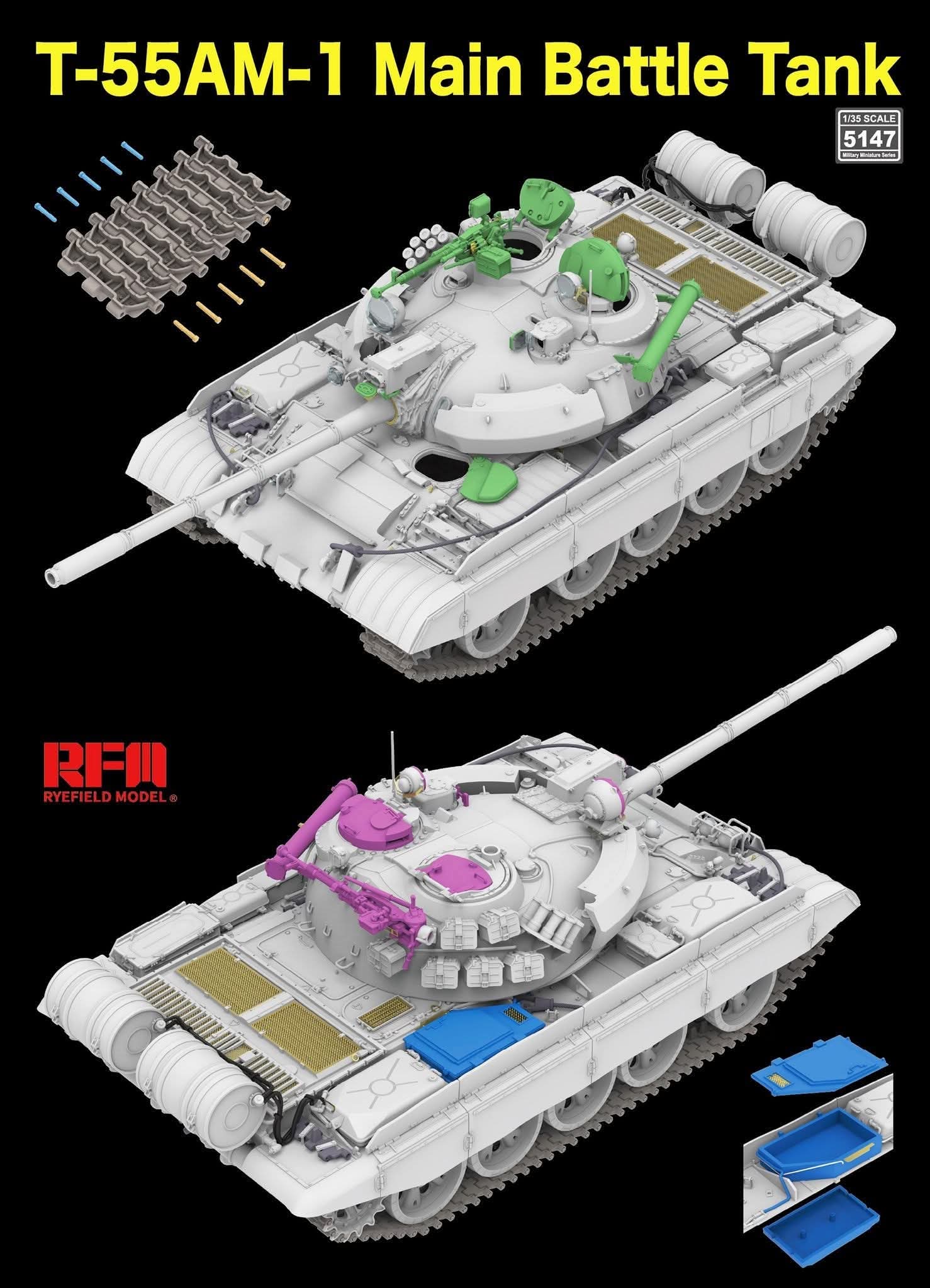 RFM T-55 AM-1 Main Battle Tank with worlable tracks 1/35