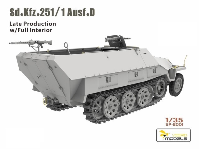Vespid Models Sd.Kfz.251/1 Ausf.D Late Production w/Full Interior Metal parts + 3D printed parts + 3D printed tires 1/35
